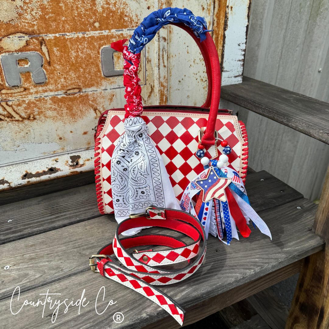 Freedom Decorated Checkered Speedy Bag