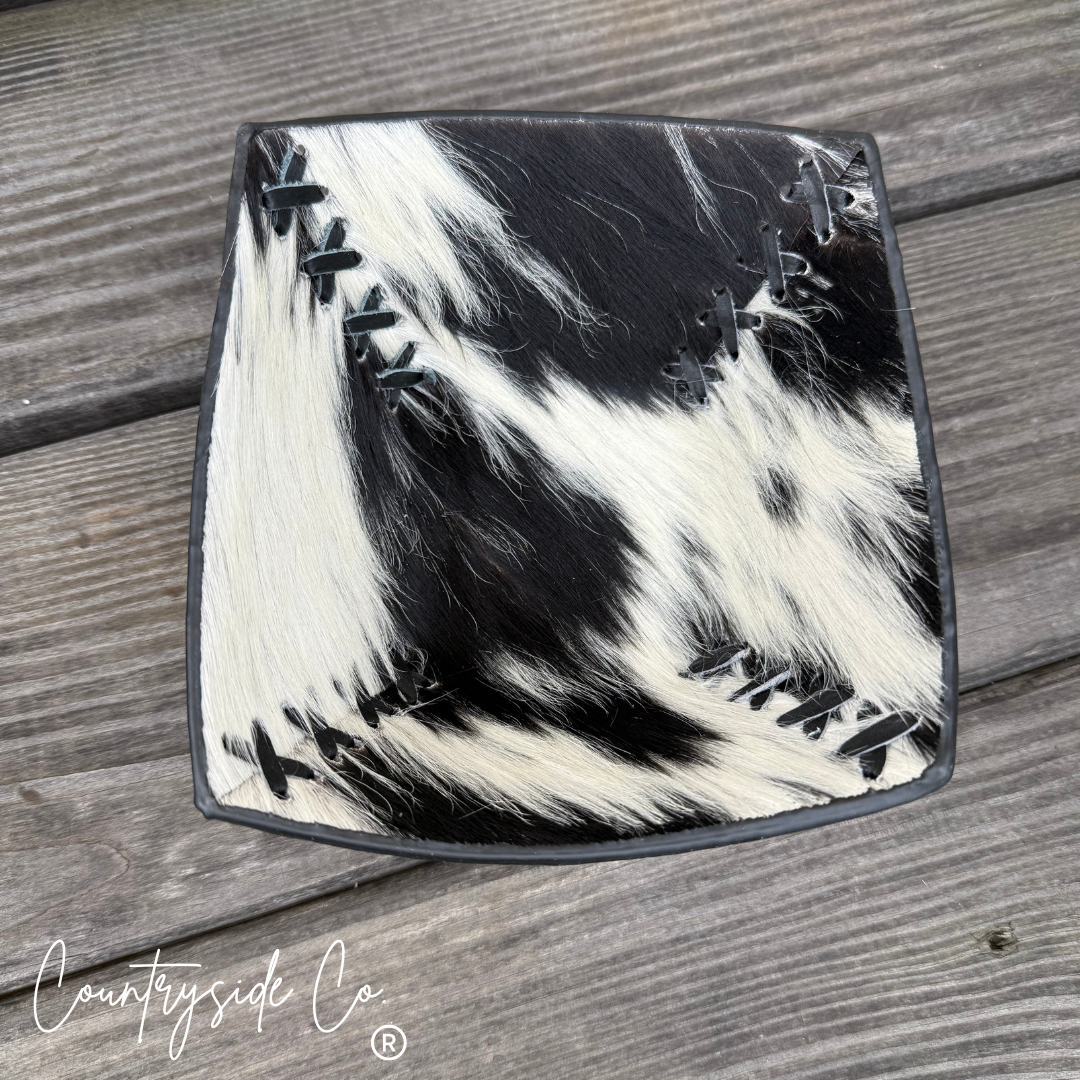 Cowhide and Embossed Leather Small Bowls