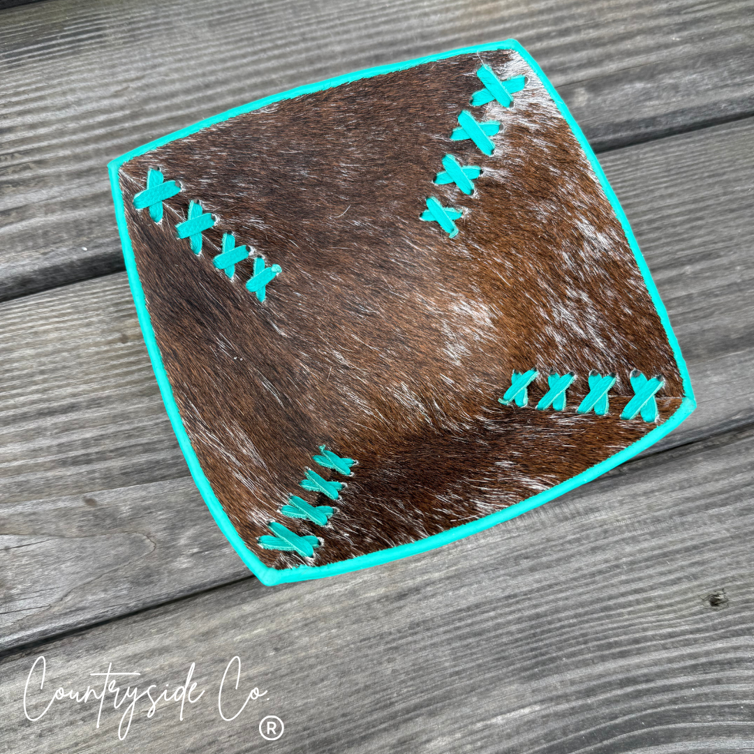 Cowhide and Embossed Leather Small Bowls