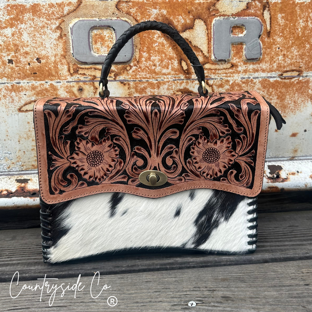 Saddle Creek Tooled Leather Purse Satchel