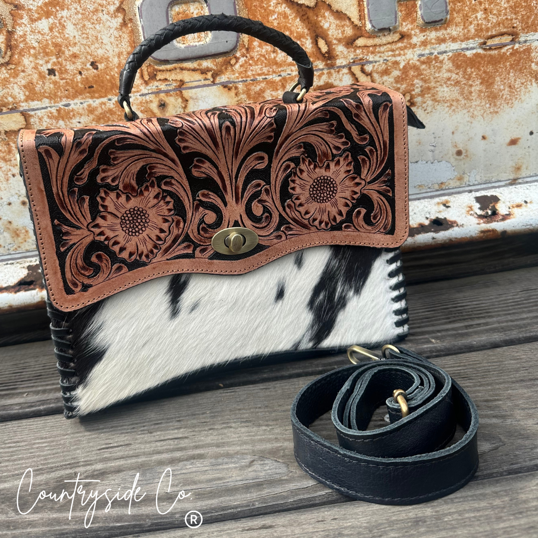Saddle Creek Tooled Leather Purse Satchel