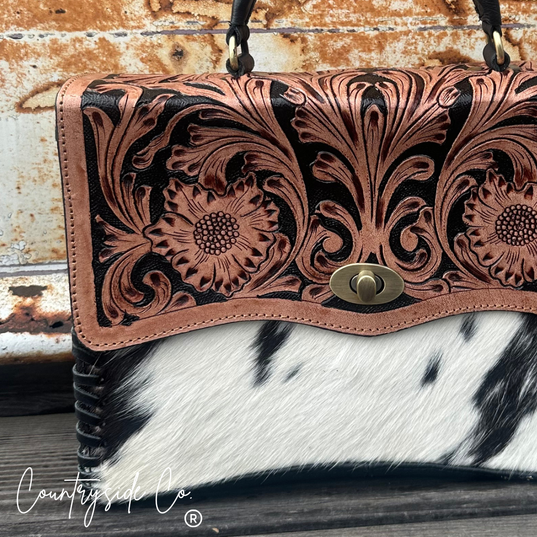 Saddle Creek Tooled Leather Purse Satchel