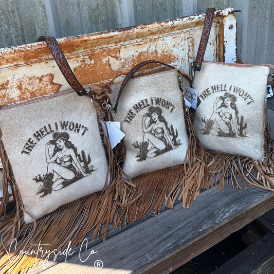 The Hell I Won't Cowhide Conceal Carry Purse