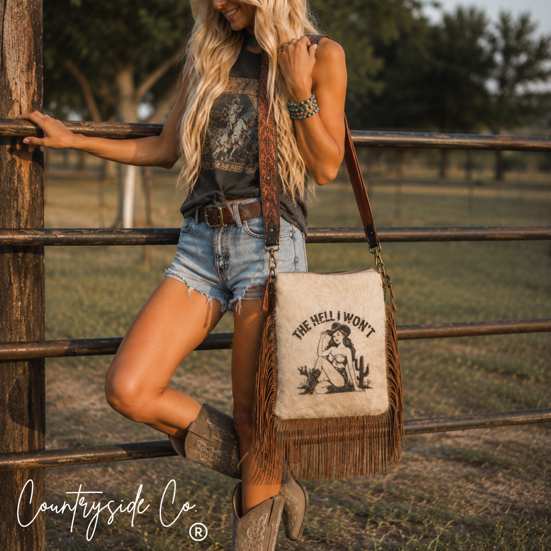 The Hell I Won't Cowhide Conceal Carry Purse