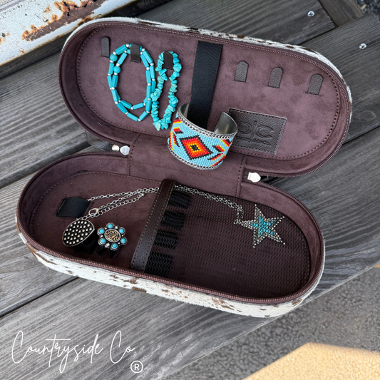 Wyoming Cowhide Travel Jewelry Box