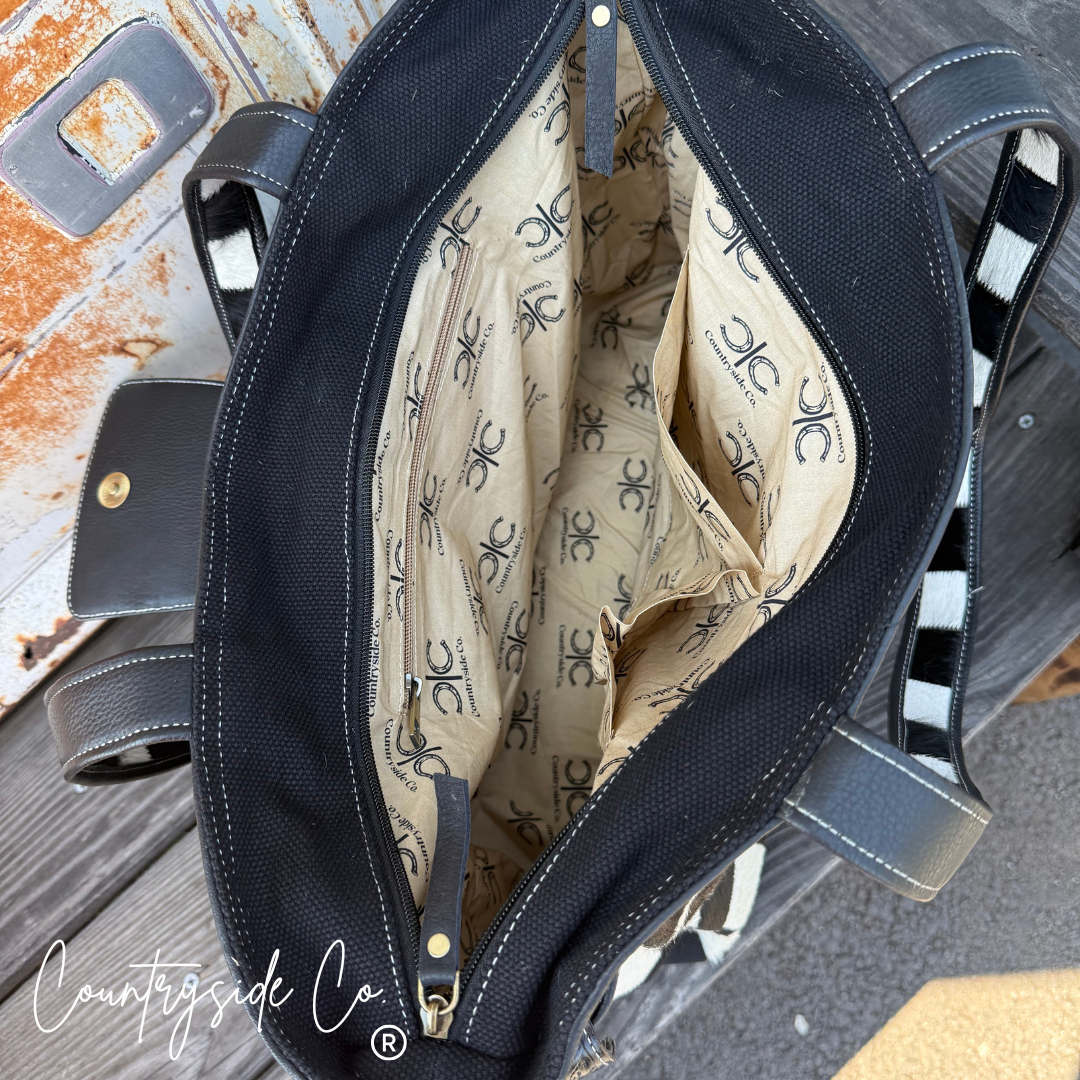 The Homestead Cowhide Checkered Tote Carryall