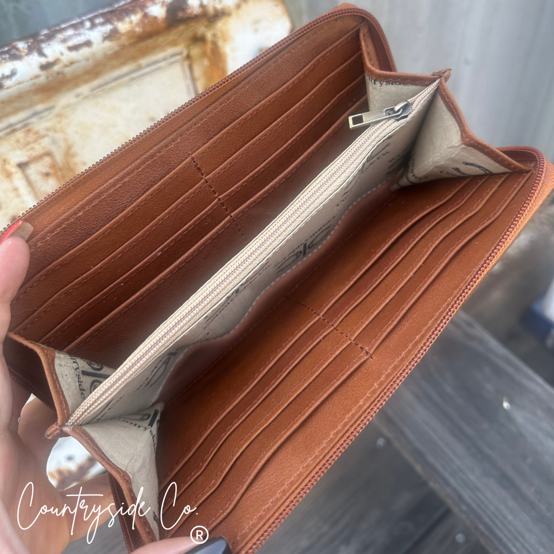 Chestnut Checkered Leather Wallet
