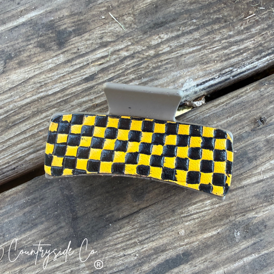 Tooled Leather Hair Claw Clip