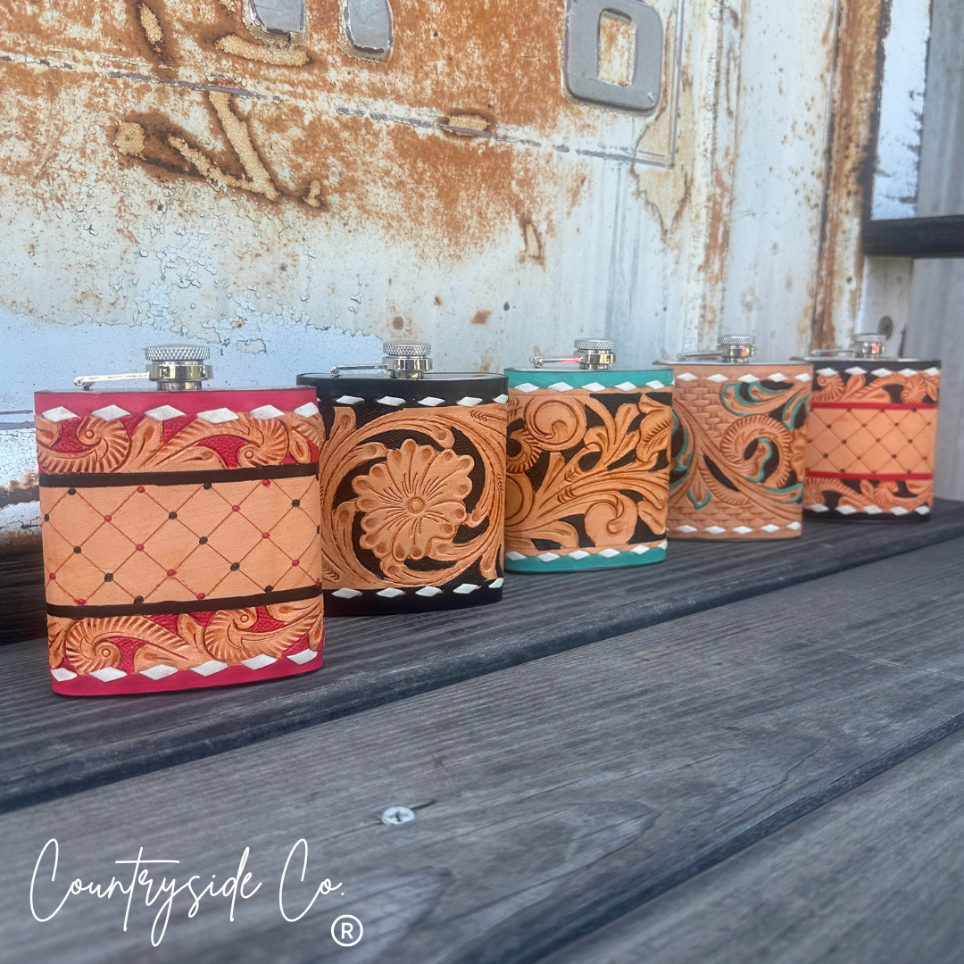 Tooled Leather Flask