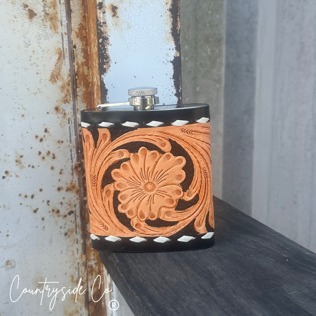 Tooled Leather Flask