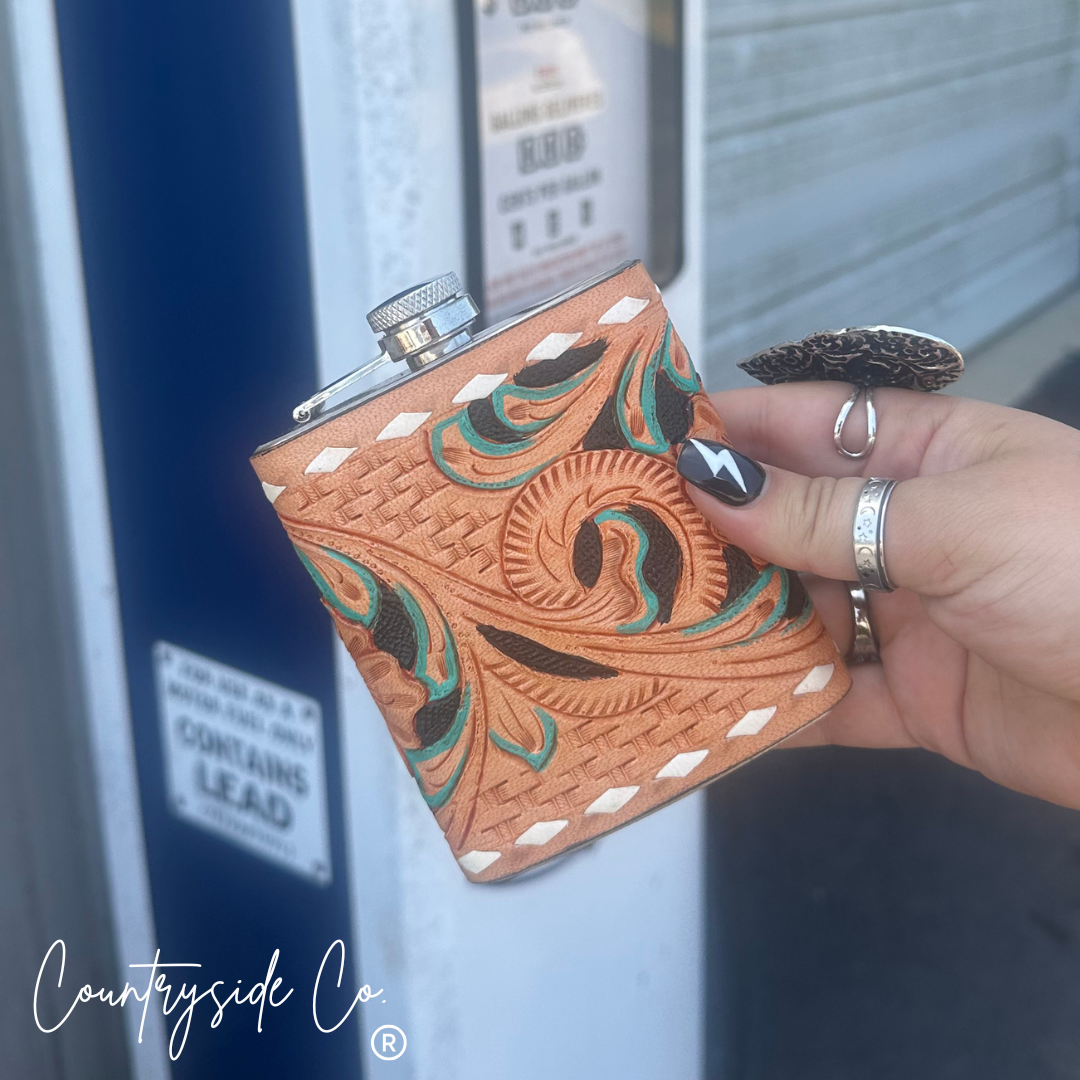 Tooled Leather Flask