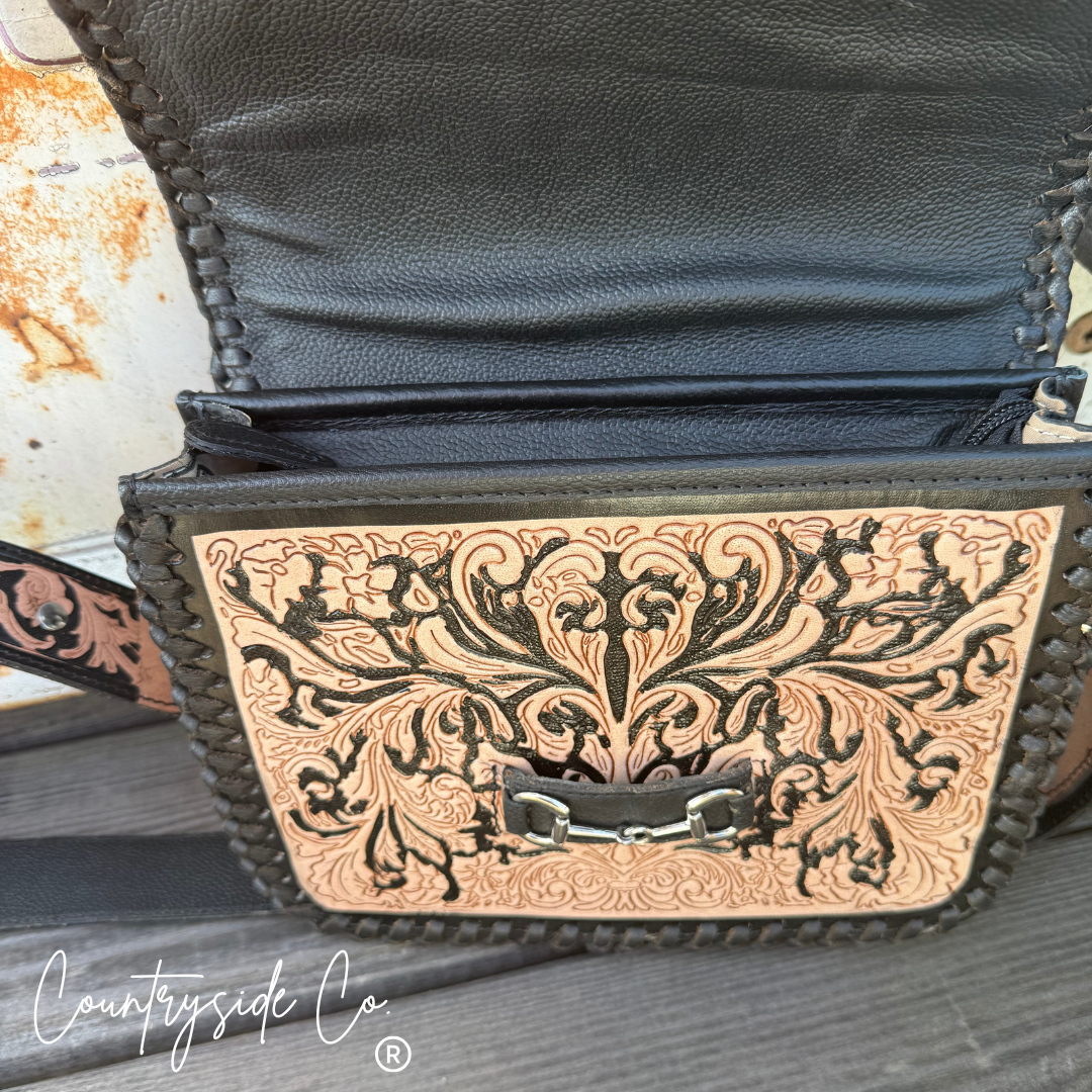 Lexington Cowhide Bit Tooled Leather Purse
