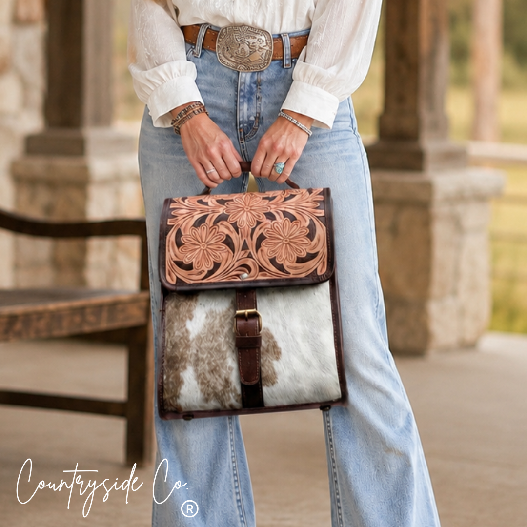 Saddle Bloom Cowhide Lunch Tote