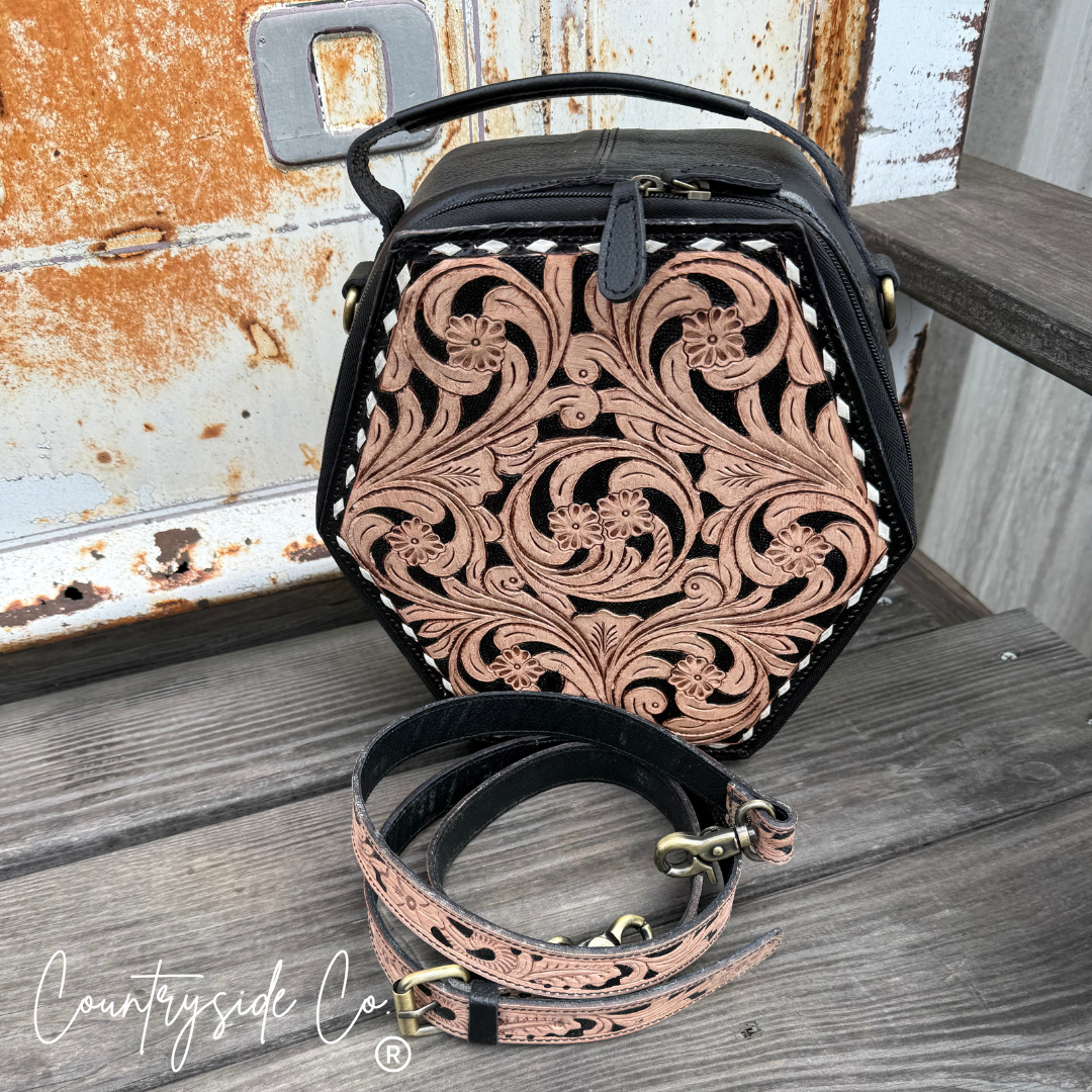 Desert After Dark Tooled Leather Handbag
