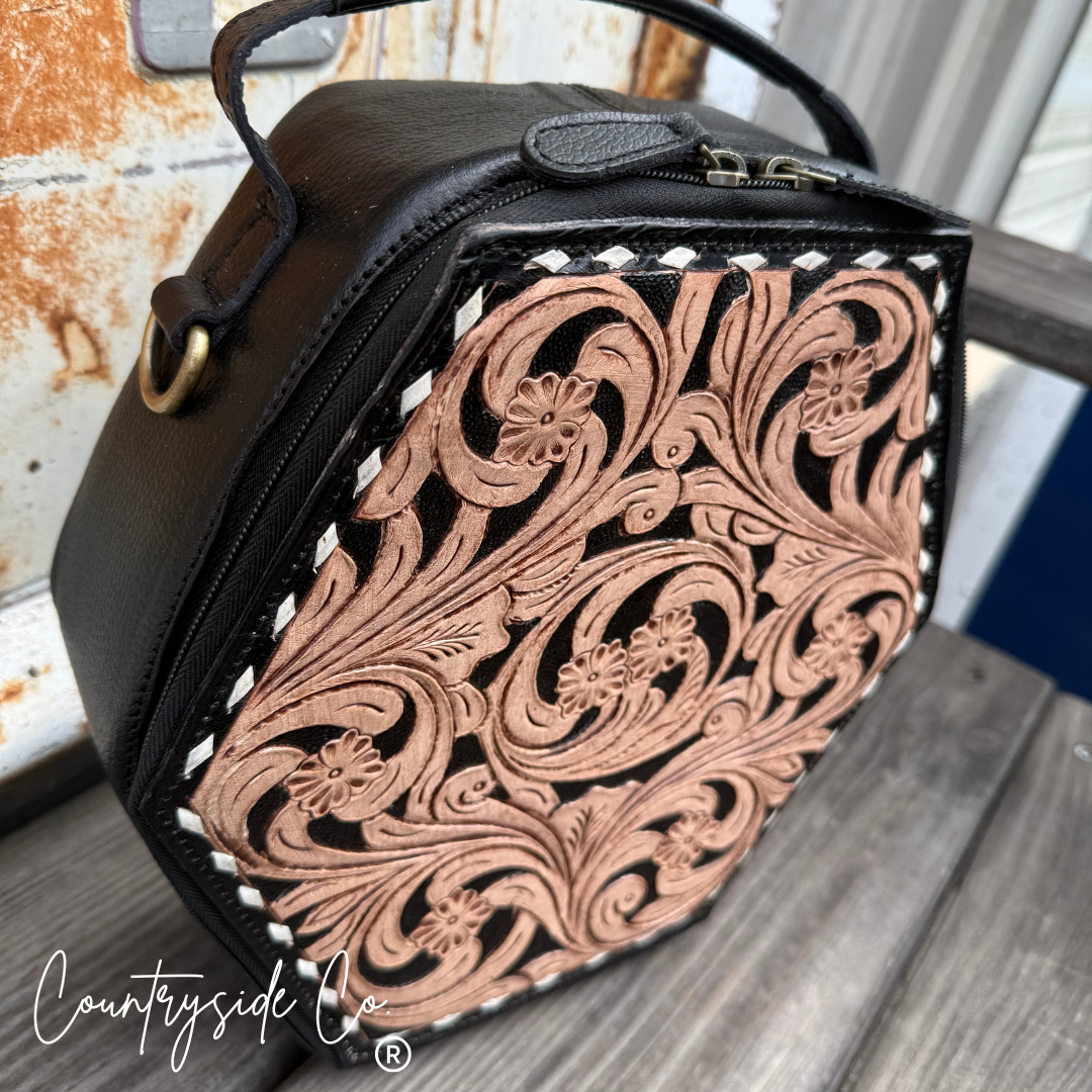 Desert After Dark Tooled Leather Handbag