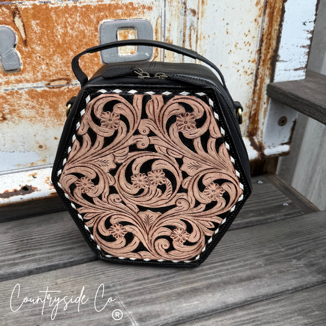 Desert After Dark Tooled Leather Handbag