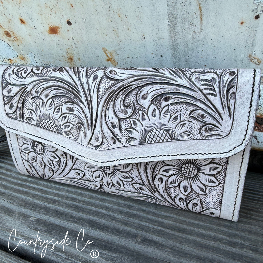 Sterling Ranch Tooled Leather Checkered Wallet