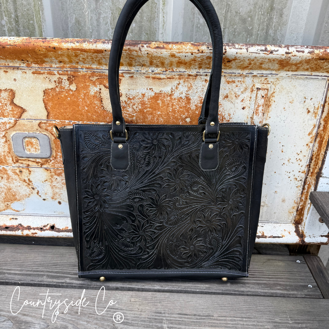 Kathryn Midnight Rodeo Tooled Leather Concealed Carry Purse