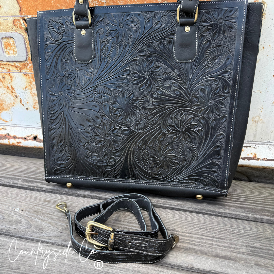Kathryn Midnight Rodeo Tooled Leather Concealed Carry Purse