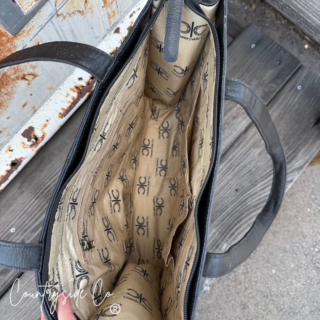 Southern Charm Cowhide Checkered Tote Purse