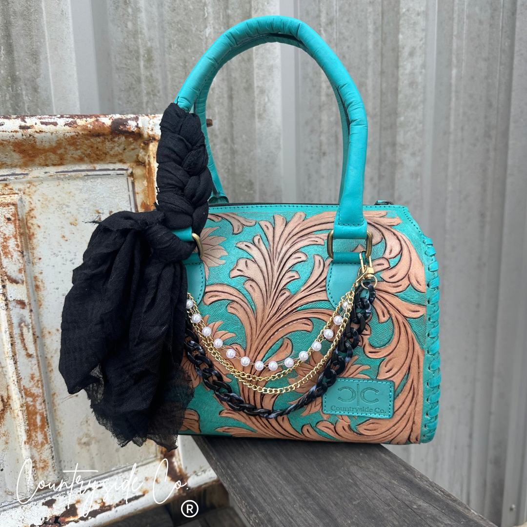 Turquoise Jewel Tooled Leather Speedy Bag