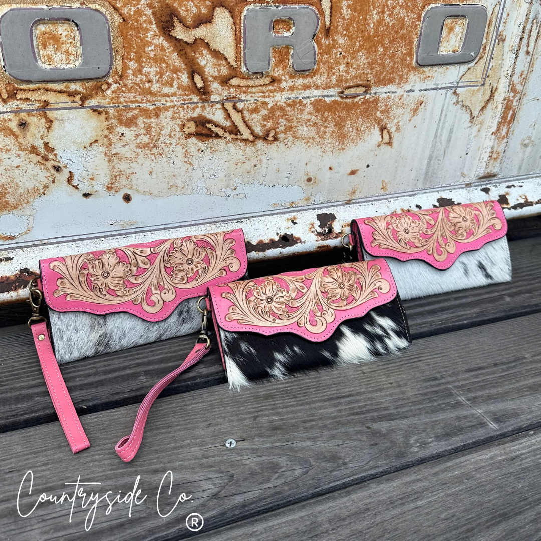 Pink Cactus Cowhide Wallet