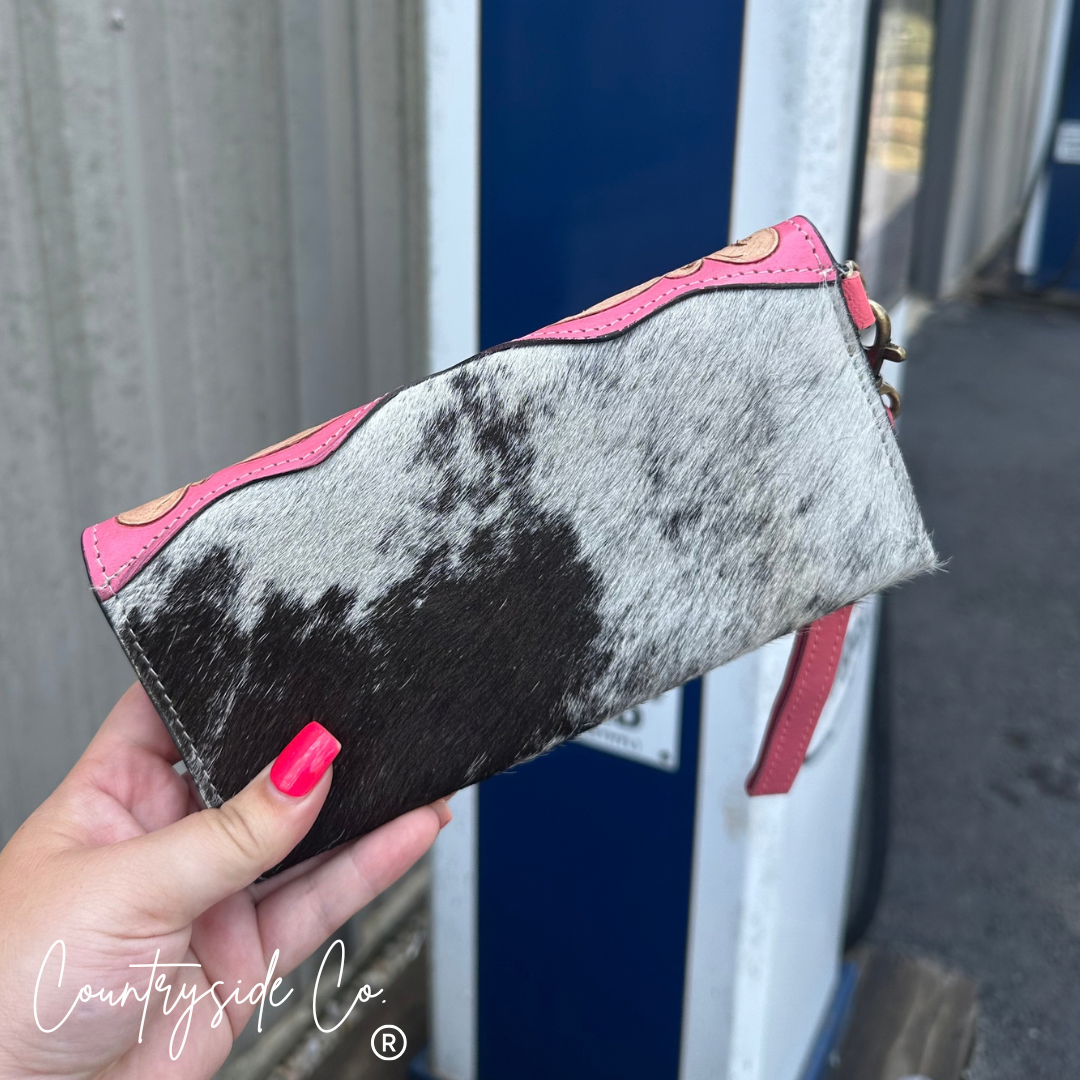 Pink Cactus Cowhide Wallet