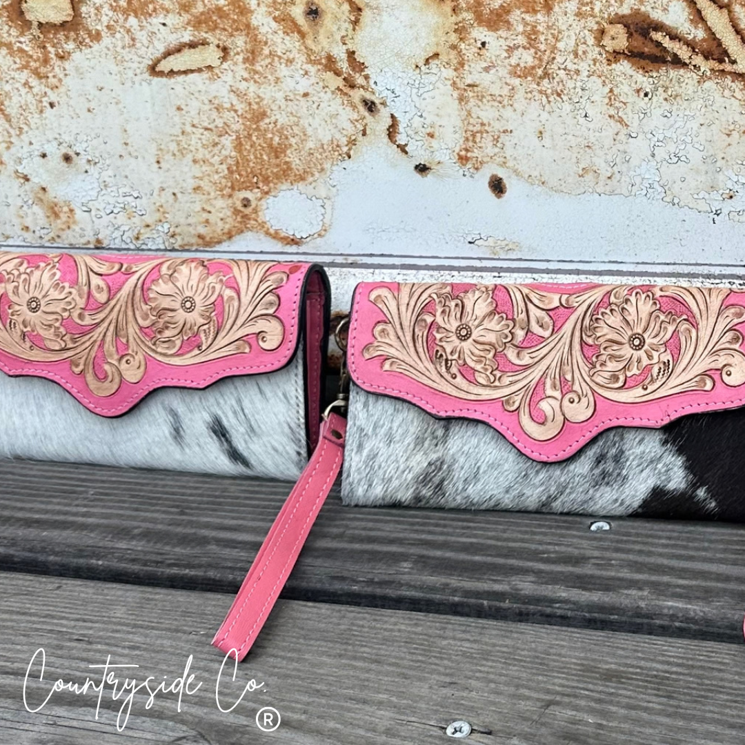 Pink Cactus Cowhide Wallet