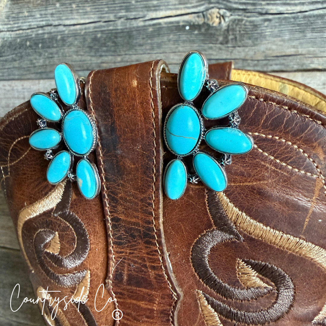 Crescent Sky Turquoise Earrings