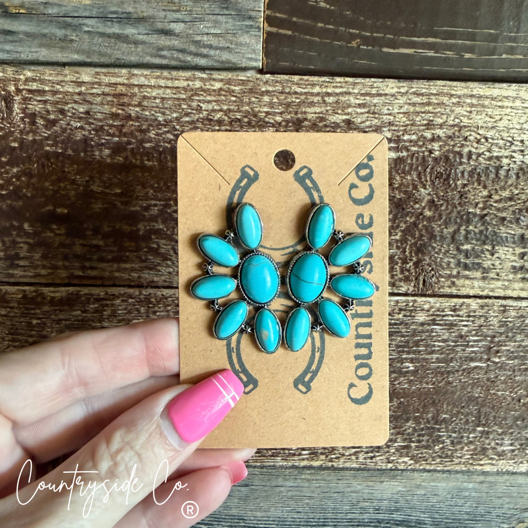 Crescent Sky Turquoise Earrings