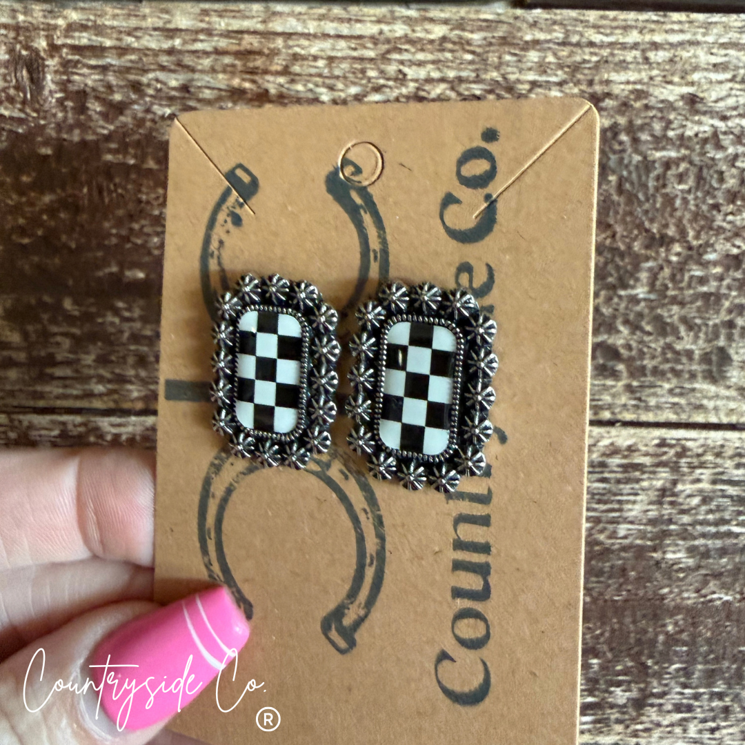 Retro Checkered Earrings