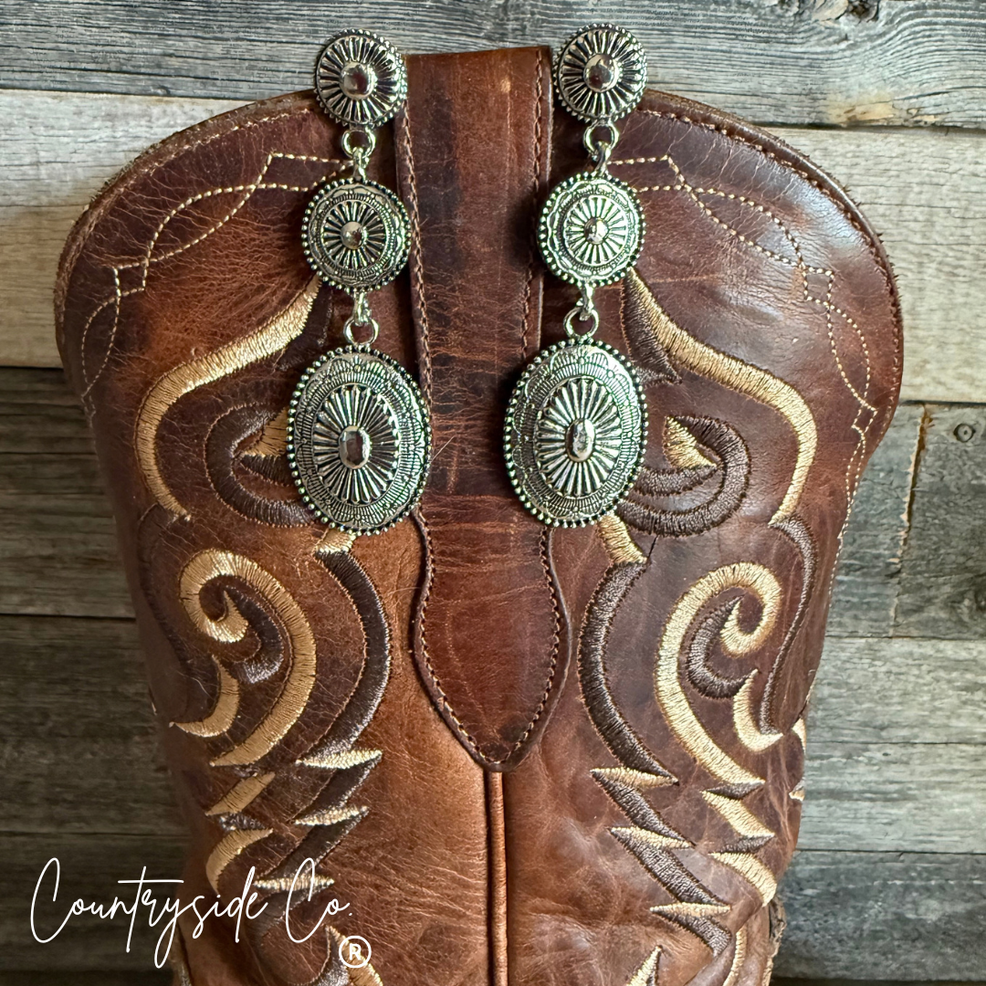 Ranch Elegance Triple Concho Earrings