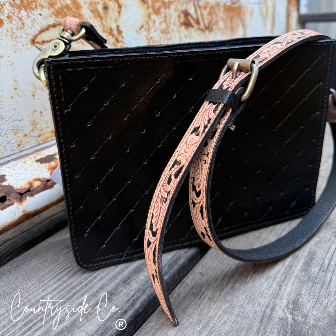 Black Diamond Tooled Leather Purse