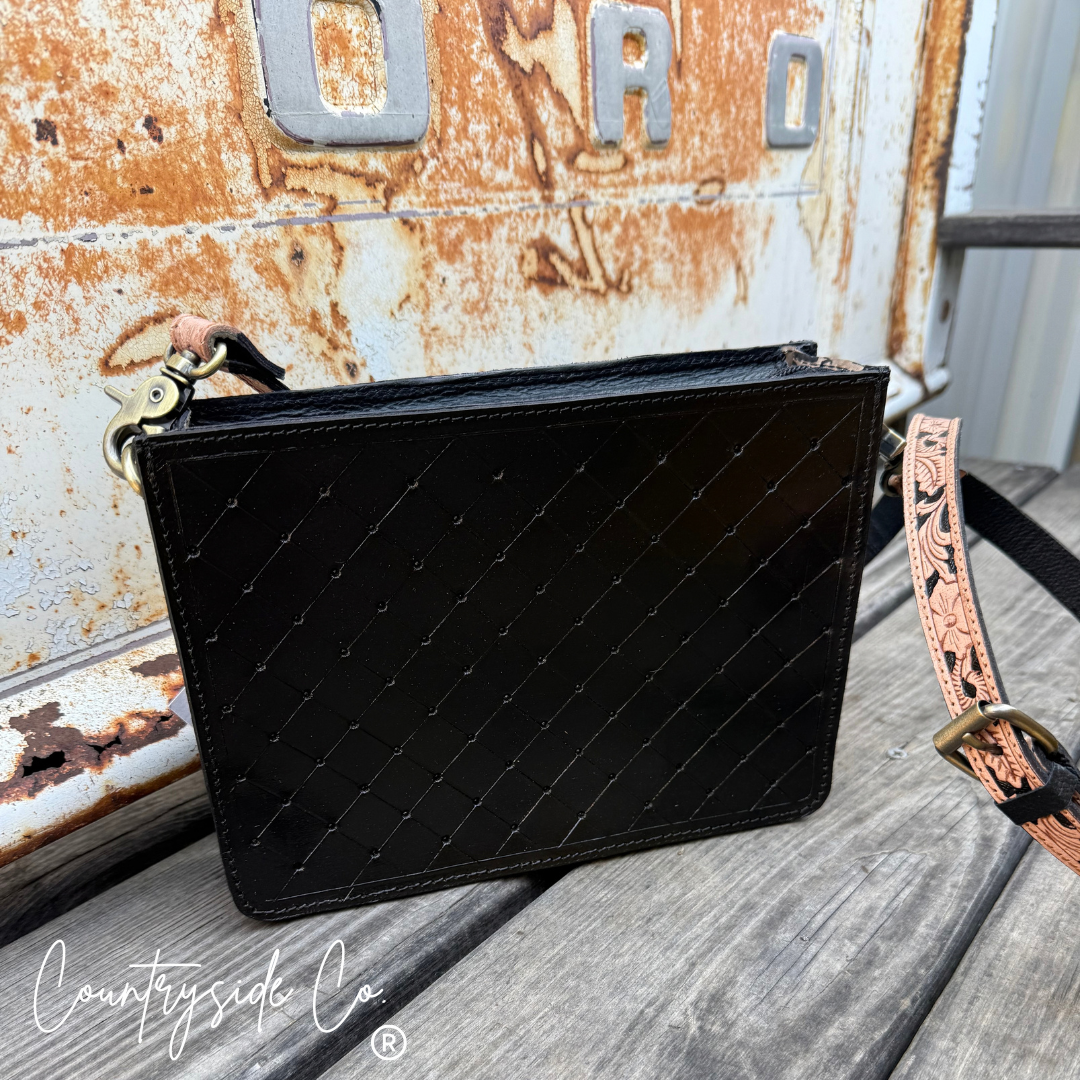 Black Diamond Tooled Leather Purse