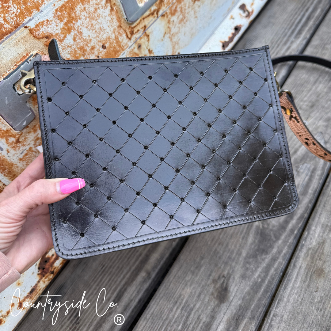 Black Diamond Tooled Leather Purse
