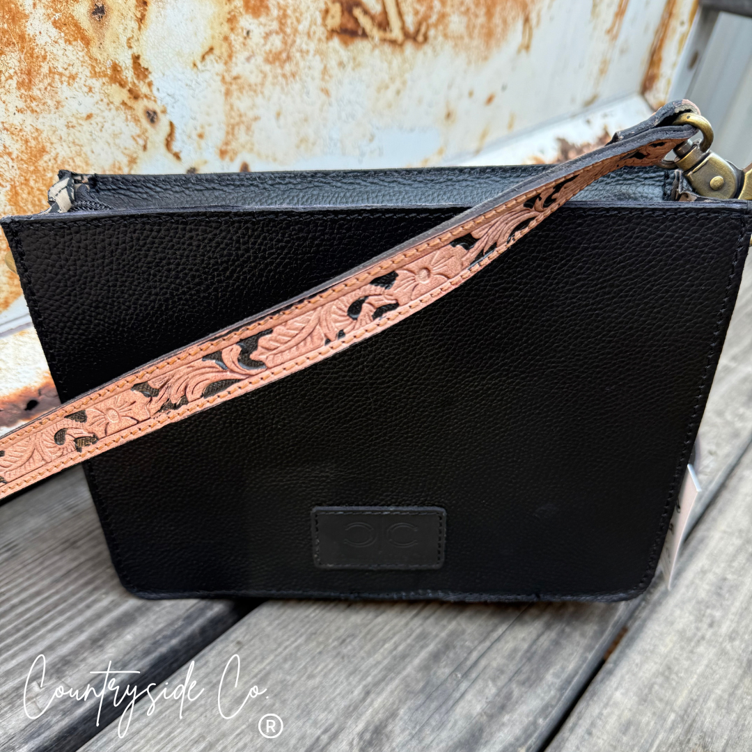 Black Diamond Tooled Leather Purse