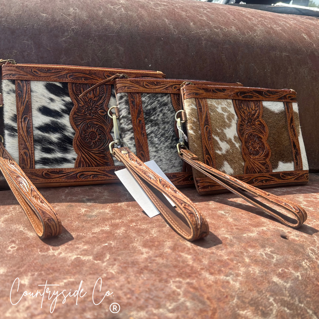 Jolene Tooled Leather Wristlet