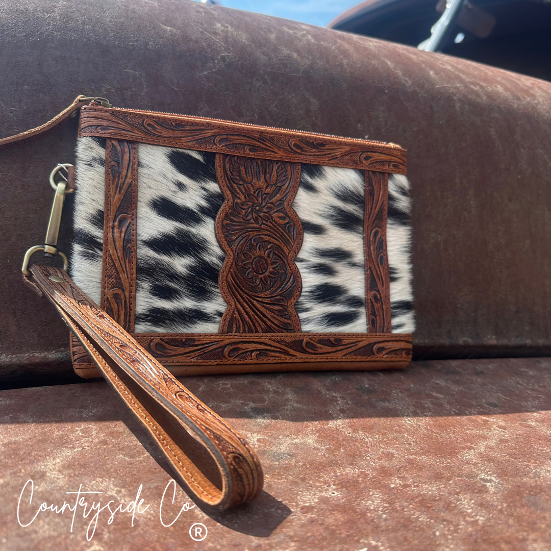 Jolene Tooled Leather Wristlet