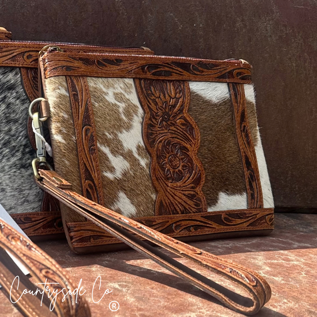 Jolene Tooled Leather Wristlet