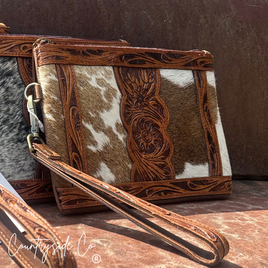 Jolene Tooled Leather Wristlet