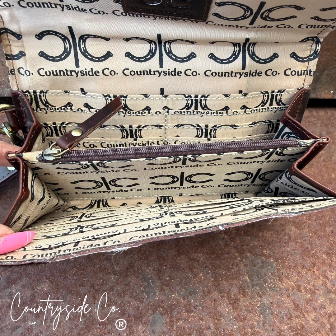 Checkmate Cowhide Tooled Leather Wallet Wristlet