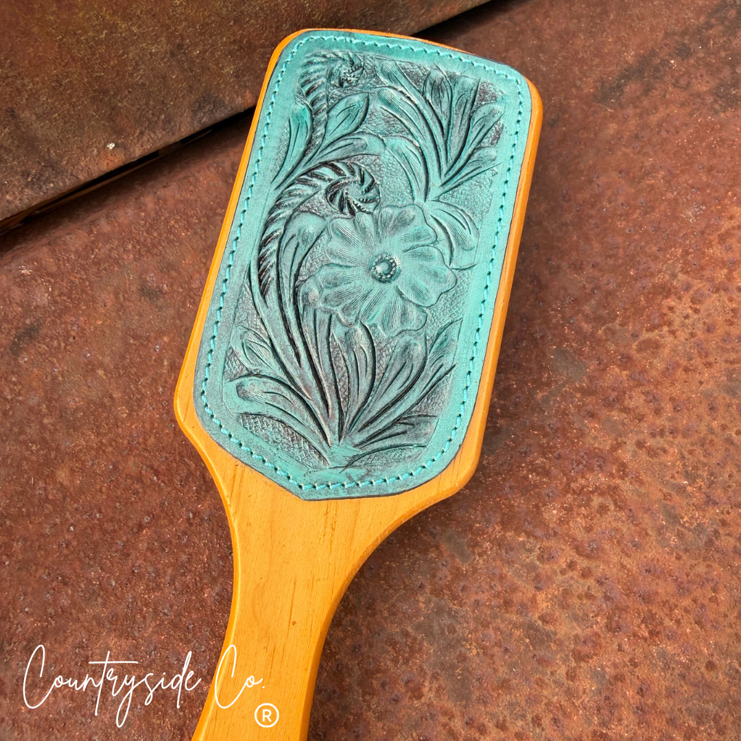 Tooled Leather Hair Brush