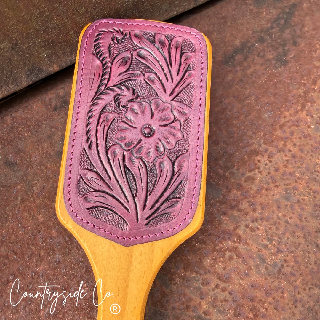 Tooled Leather Hair Brush