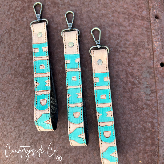 Howdy Leather Keychain Wristlet