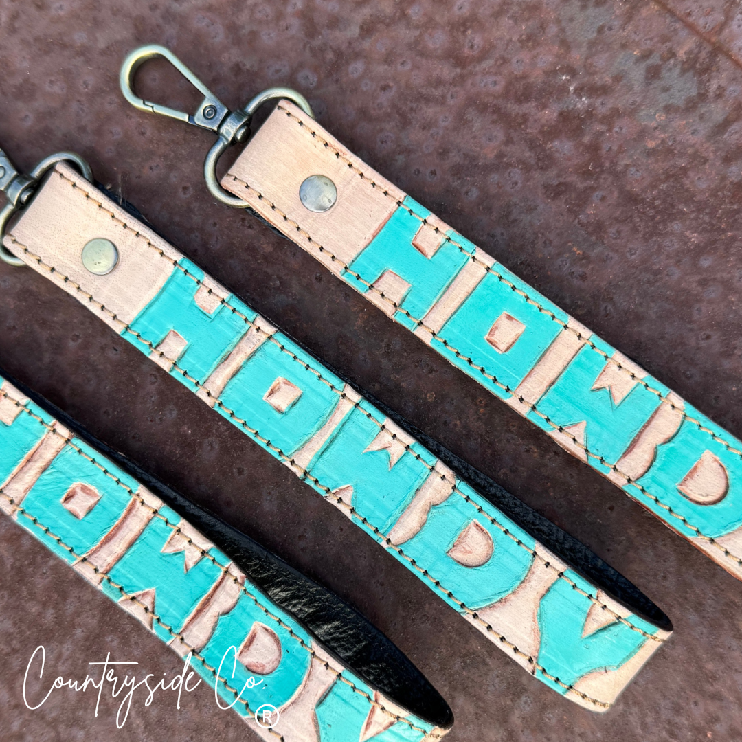 Howdy Leather Keychain Wristlet