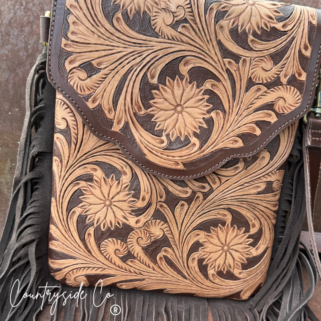 Cheyenne Tooled Leather Purse