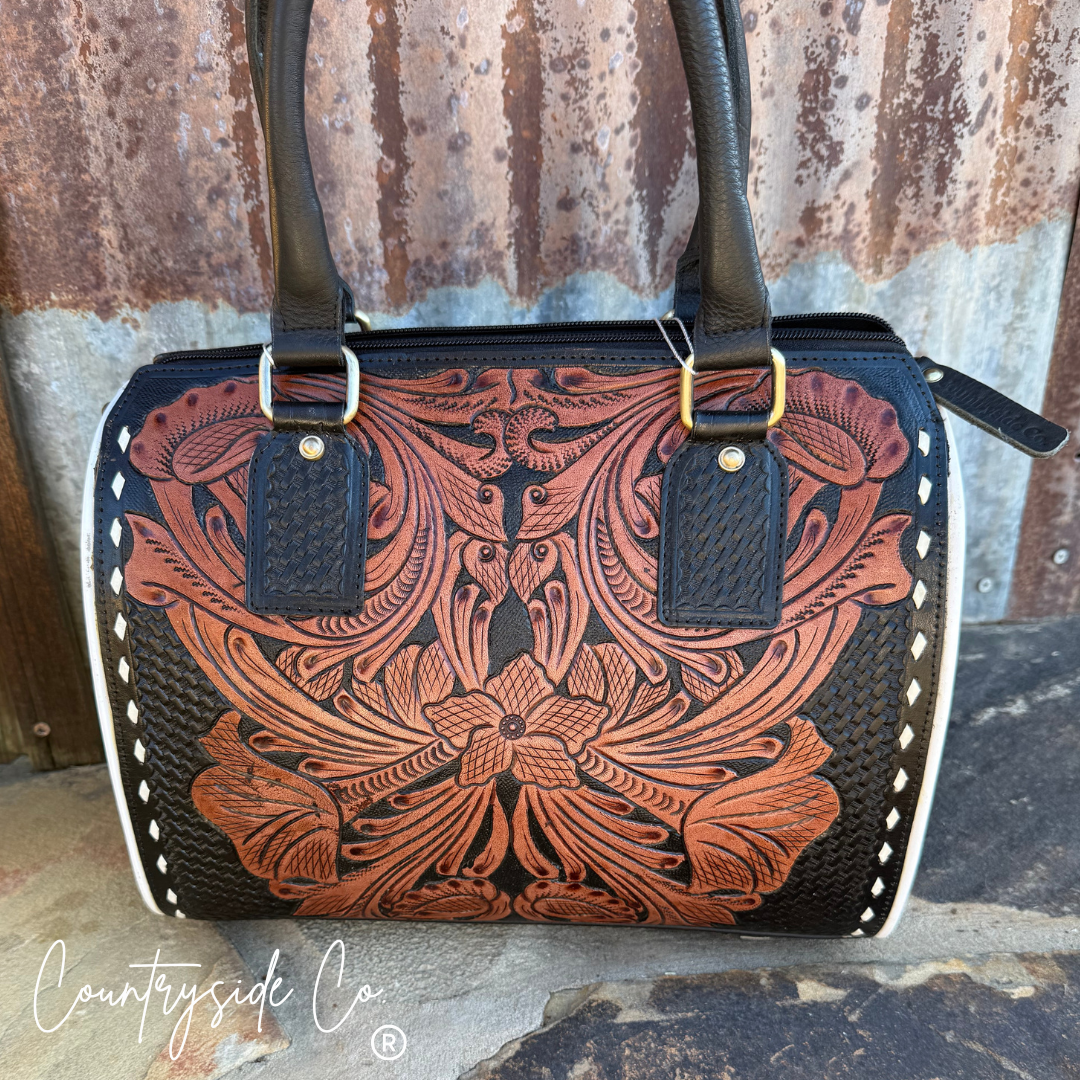 Cattle Baron Tooled Leather Satchel