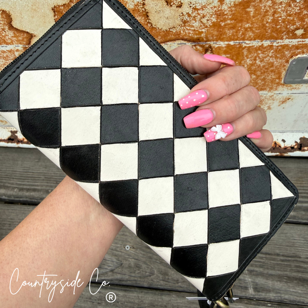 Plaza Checkered Leather Wallet