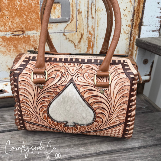Lucky Spade Tooled Leather Bag Limited Edition
