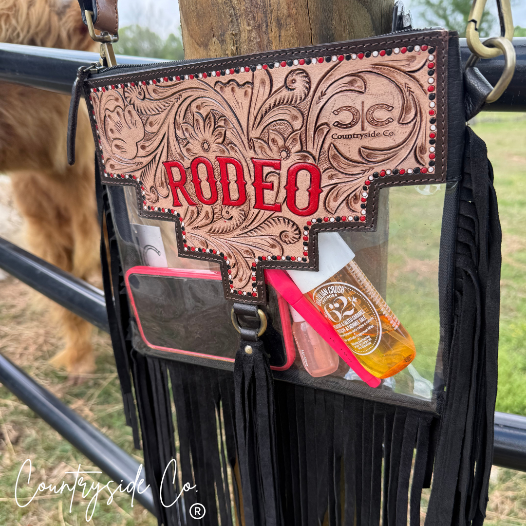 Rodeo Darling Clear Stadium NFR Fringe Purse